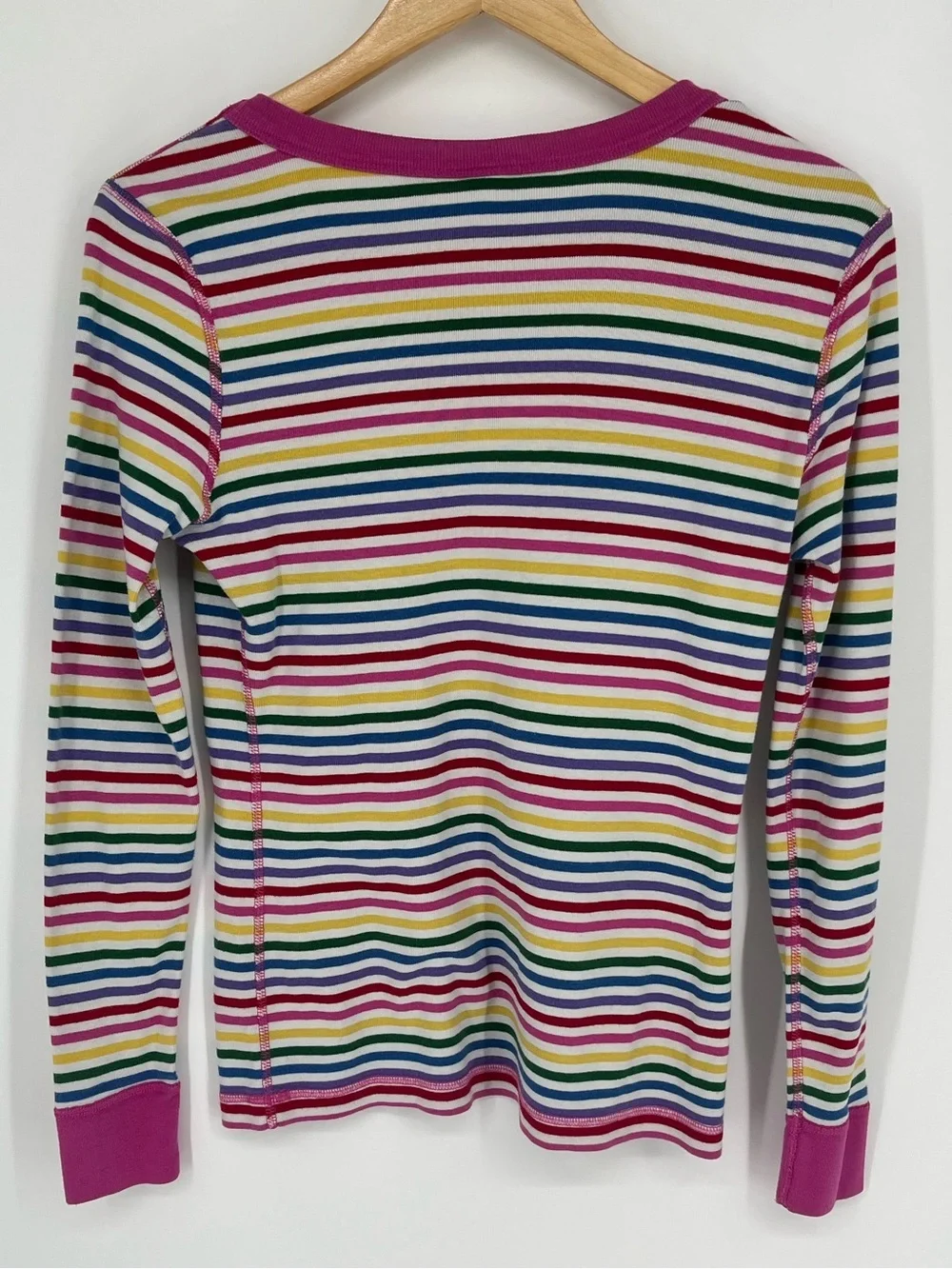 Hanna Andersson Organic Cotton Long Sleeve Rainbow Stripe PJ Top Kids Sz Medium